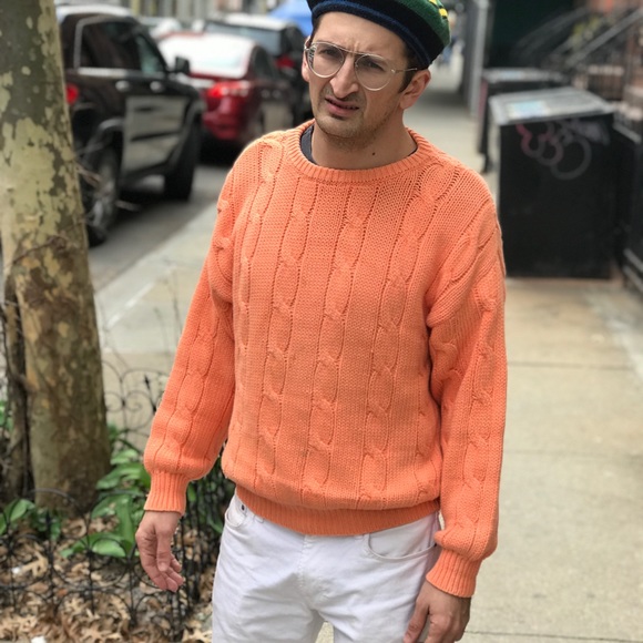 🔥 VTG Benetton Peach Cotton Pattern knit sweater - Picture 5 of 5